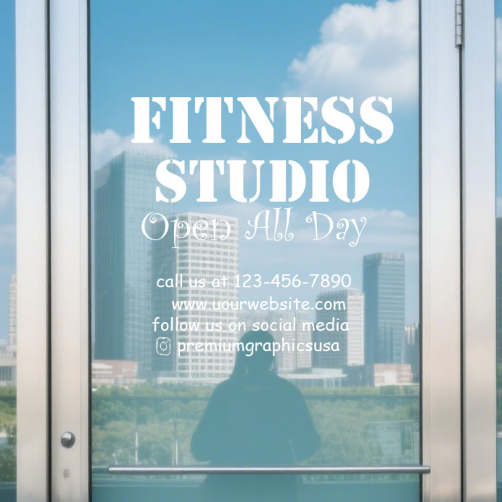 Pilates Yoga Or Gym - Decalcomania per finestra da studio personalizzabile
