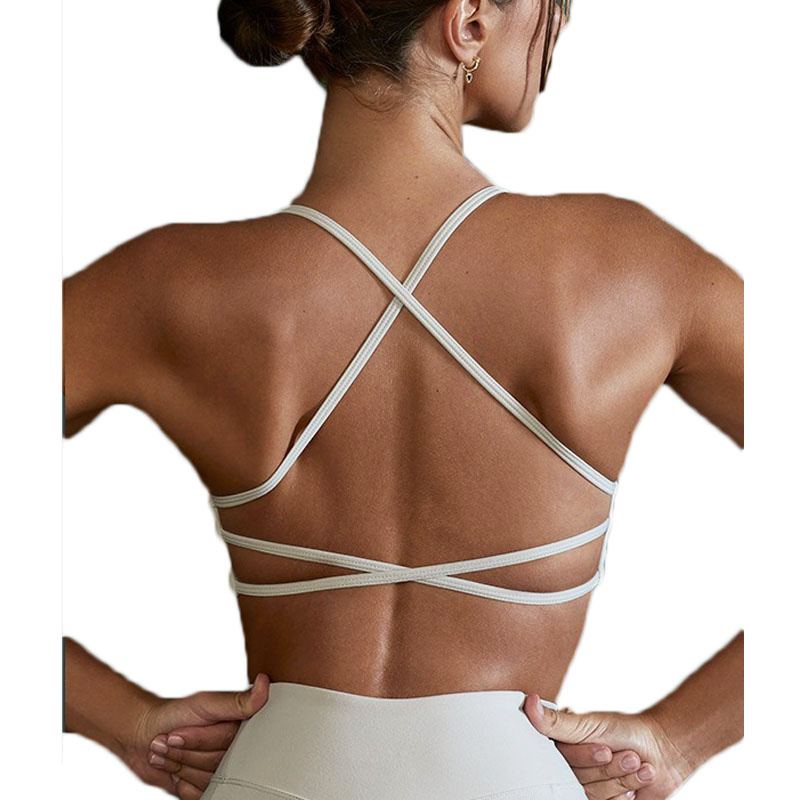 Pilates Yoga Top - Aiithuug Reggiseno da yoga incrociato sul